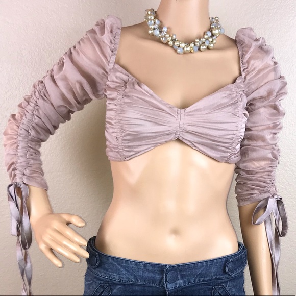 Fashion Nova Tops - Fashion Nova Ruched Sleeve Princess Crop Blouse